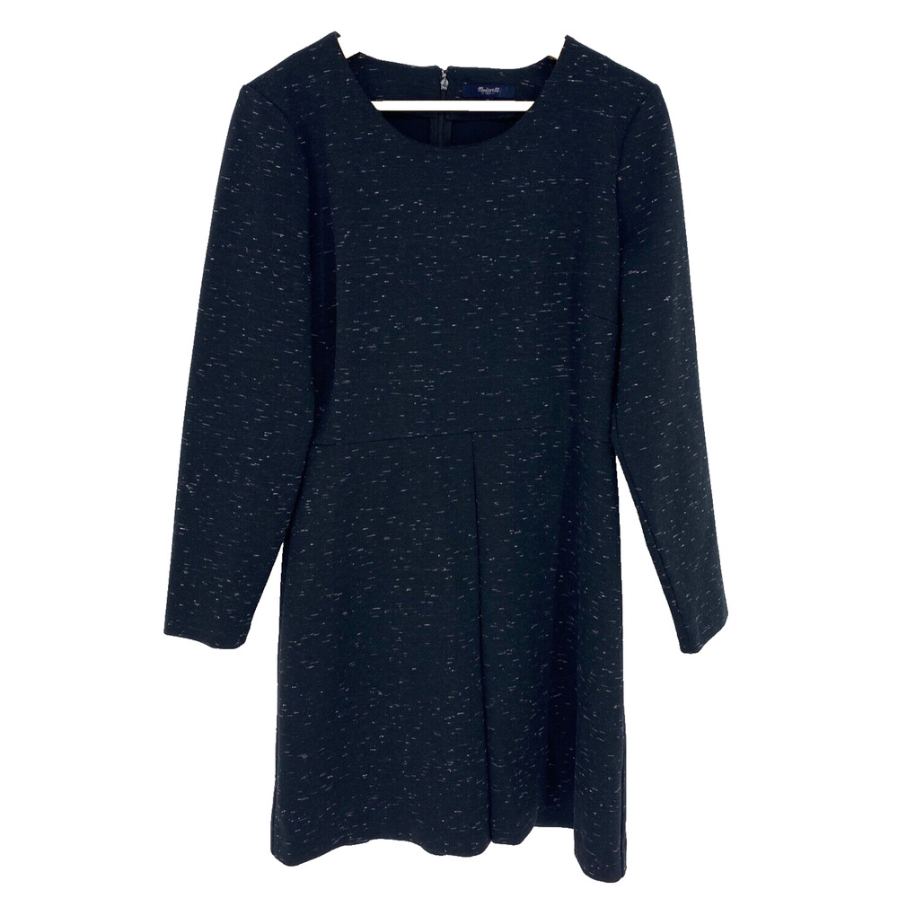 Madewell Gia Marled Long Sleeve Concept Black Dress Womens Sz 12, 1738